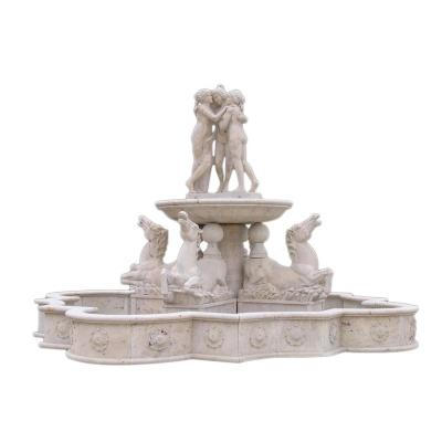 China Western Decorative Horse Statues Carving Marble Fountain for sale