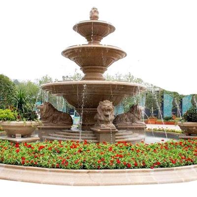 China Large western decoration lion statue outdoor marble fountain for sale