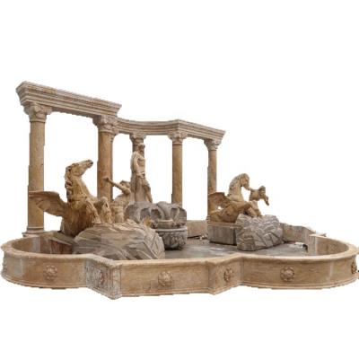 China European Large Travertine Marble Statue Outdoor Water Fountain for sale