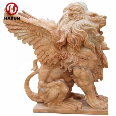 China Eco - Friendly Wholesale Life Size Marble Lion With Wings Statue for sale