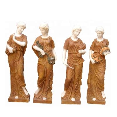 China Four Seasons Western Marble Stone Carving Goddess Statues for sale