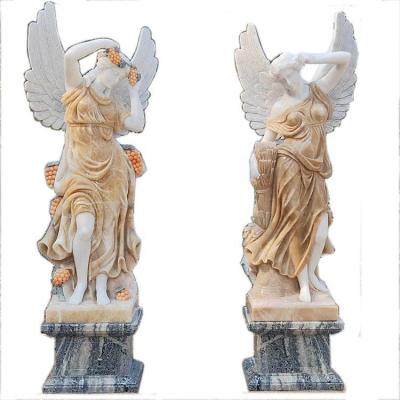 China Factory Supply Western Stone Outdoor Natural Marble Four Seasons Angel Statues for sale