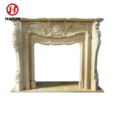 China Egyptian Style Carving Egyptian Flower Style Marble Fireplace Mantel for sale