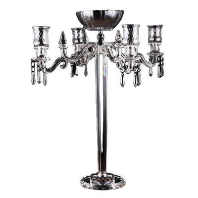 China Crystal Home Decor Luxury Home Decorative Crafts With Arms Candlestick Holders for sale