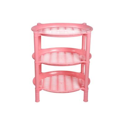 China Sustainable Kitchen Fruit Or Vegetable Storage Rack Plastic Corner Organizer Shelf 3 Tiers for sale