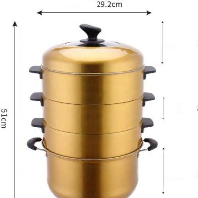 China Sustainable Wholesale Cheap Gold Plated Round 4 Tier Stainless Steel Food Steamer 30cm for sale