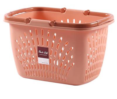 China Hot Selling Mix Plastic Red Gray Color Plastic Hand Mix Shopping Laundry Basket for sale