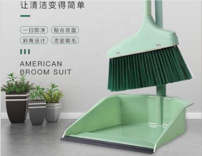 China Wholesale Hot Selling Mix Color Plastic PP Home Used Clean House Long Handle Broom Dustpan Sets for sale