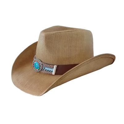 China Western Cowboy Straw Hat Men Straw Hat Shapable Brim Sombreros Paper American Straw Texas Cowboy Hat USA Formal Loose Men's Hat for sale