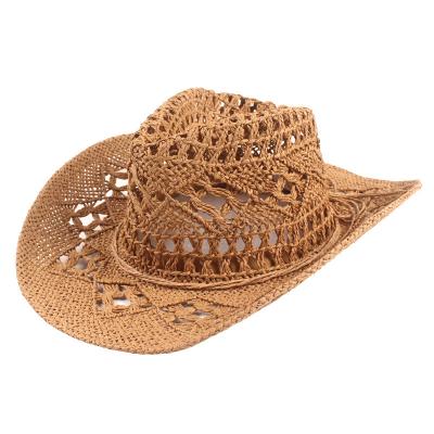 China Western Cowboy Formal Handmade Paper Cowgirl Hat Charcoal Summer Beach Sun Straw Cowboy Hat Mexico Sombreros for sale