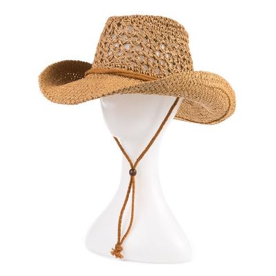 China Handmade Paper Western Cowboy Straw Brim Sun Hat Cowboy Hat Mexico Formal Men's Sombreros Summer Wide Beach for sale