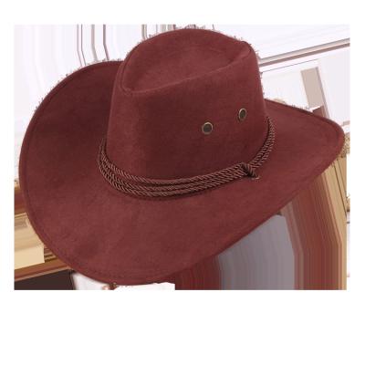 China Fashion Faux Suede Cowboy Hat Leather Suedette Wide Brim Cowgirl Hat Mexico Sombreros Large Party Hat for sale