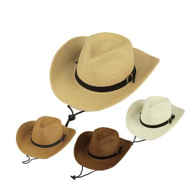 China Fashion Stock Men's Straw Hat American Western Texas Cowboy Hat Shapable Brim Panama Hat Mexico Paper Wide Sombreros for sale