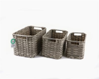 China Durable Manufacturer Wholesale Professional Handmade Plastic Rattan PP Woven Storage Basket for sale