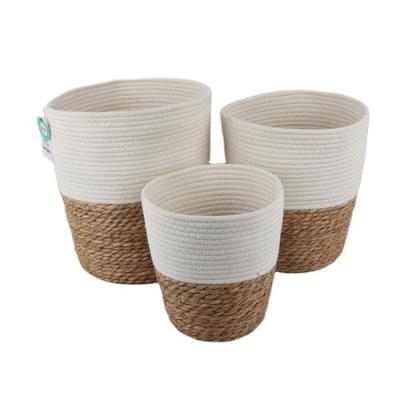 China Durable Competitive Price Cotton Rope Fabric Multifunctional Hand - Woven Storage Baskets for sale