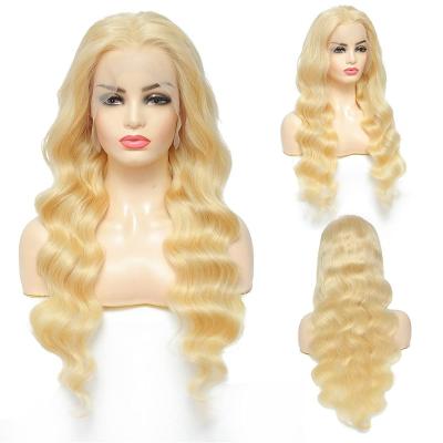 China Soft / Easy To Wear Wholesale Hair Wig Body Wave Loose 613 Blonde Wigs With 13x4 Cuticle Frontal Aligned Virgin Hair for sale