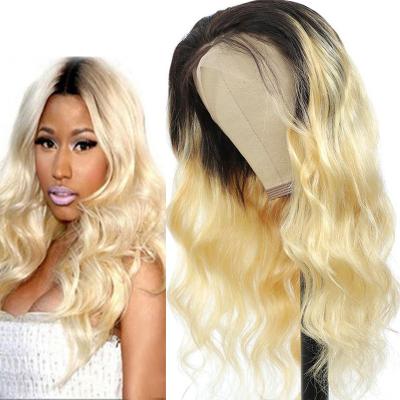 China Soft/Easy Wear Virgin Cuticle Aligned Raw Hair Wigs Pre Plucked 13x6 Hd Transparent Lace Body Ombre Frontal Wave 1B613 for sale