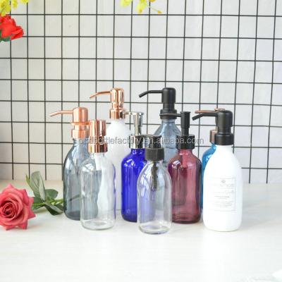 China Eco-friendly Recyclable Colorful 500ml 250ml Embossed Empty Round Hand Squeeze Style Body Foam Soap Glass Lotion Pump Bottle For Skin And Hair for sale