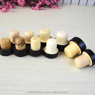 China Non Spill 20mm Cork Stopper Wooden Synthetic Bar Top Natural Cork For Liquor Vodka Gin Bottle 23mm for sale