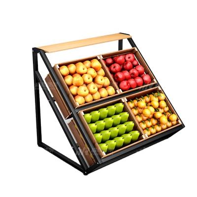 China Single Sided Low Price Stands Up Supermarket Fruit And Vegetable Display Rack Wooden Retail Display Racks for sale