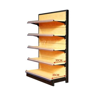 China Single-Sided Customized Hot Selling Items Household Goods Easy-Install Wood Color Design Shelves Grocery Furniture for sale