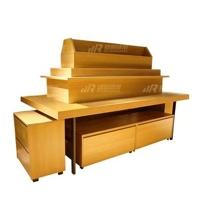 China Retail Stores Modern Metal Wood Book Shelves Knock Down Structure Gift Shop Display Rack Stationary Shelf for sale