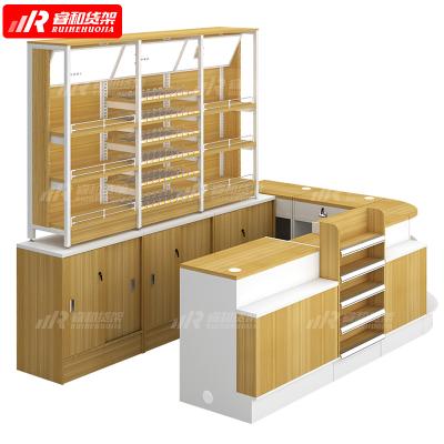 China Grocery Retail Customized Luxury Wooden Boutique Store Cashier Counter Design for sale