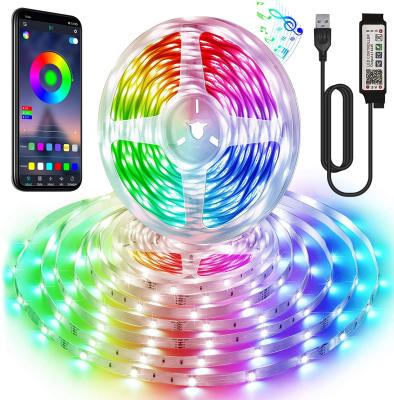 China Waterproof SMD 5050 RGB DC5V USB 5M Kit Decoration Music LED TV Backlight Strip Desktop RF 24KEYS 3KEYS APP Controller for sale