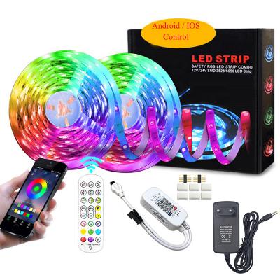 China Dream Home Color LED Lighting Strip Kit RGB IC 2812 with One 24 Keys Bluetooth Individually Addressable Dimmer Controllers for sale