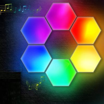 China Modern Dream Color Voice Control Modular Smart Lighting Panels Light Bar Modular Hexagon LED Lights Game for sale