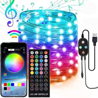 China 15m RGB Bluetooth Remote Control Christmas Tree LED String Micro Fairy Light fiexble 20m Waterproof Indoor and Outdoor Theme Park for sale