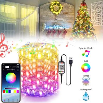 China Mini Outdoor Waterproof 15m Residential Wire Wedding RGB Fairy Lights Christmas Tree Copper String LED Lights With Timer for sale