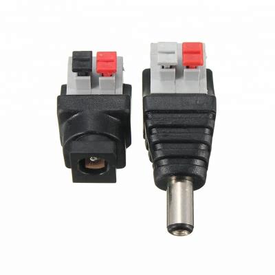 China DC 12V Power Jack Connector Plug Screwless Quick Wire Male Female Connector 5.5mm x 2.1mm for LED Strip and Electronics for sale