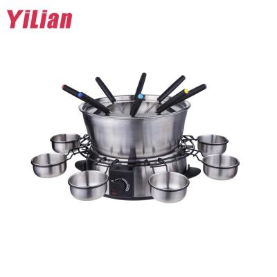 China Sustainable electric portable fondue with 6 stainless steel cups for melted caramel and cheese brushed chocolate making machine for sale