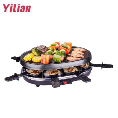 China Smokeless BBQ Easily Assembled Pan Baking Indoor Barbecue Grill Pan Griddle Machine Non-Stick Household Raclette Electric Grill for sale