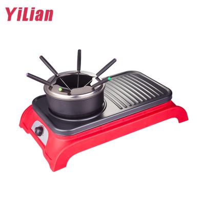 China Good Quality Multifunctional 3 Easily Assembled In 1 Cast Iron Mini Crepe Plate Barbecue Argentina Raclette Grill With Fondue Cheese Melting Stove for sale