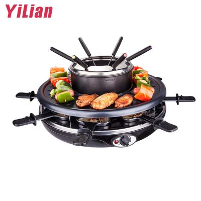 China Easily Assembled 8 Person Party Fondue Grill Electric Table Stick Non Filter Kebab Grill Yakitori Plancha Raclette for sale