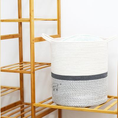 China Wholesale Decorative Folding Cotton Macrame Storage Basket Laundry Storage Basket for sale