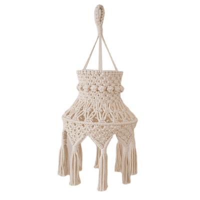 China Eco-friendly Macrame Lampshade Cotton Rope Ceiling Chandelier Lamp Shade Bohemian Home Decor for sale