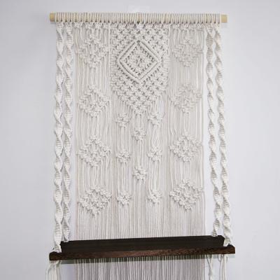 China eco-friendly macrame wall hanging macrame decor boho macrame floating shelf furniture for sale