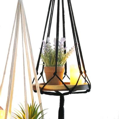 China Macrame Plant Hangers Bohemian Handmade Cotton Woven Macrame Pot Holder for sale