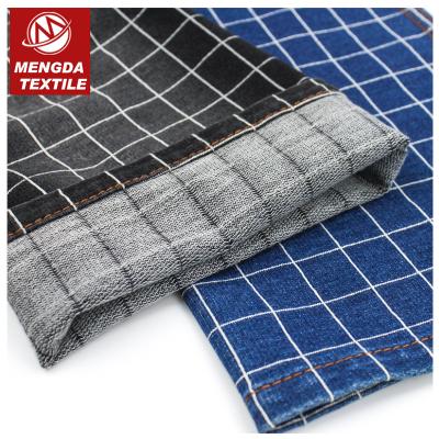 China Wash Dealing India Hot Sale Tartan Plaid Big Chess Knitted Denim Fabric for sale