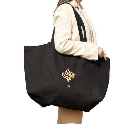 China Handled Fashion women's grocery bags extra large natural canvas shopping tote bag with custom printed logo and cotton handle for sale