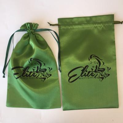 China Jewelry Custom Luxury Thick Silk Satin Bundle Bags Drawstring Dust Hair Extension Bag With Logo Printing for sale