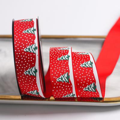 China High Quality Luxury Christmas Decorative Printed Ribbon Merry Christmas Recyled Ribbon For Gifts Bows for sale