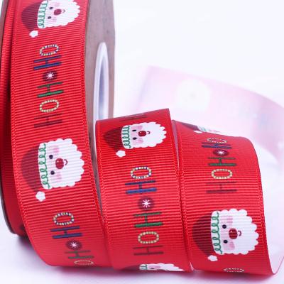 China Recyled Merry Christmas Ribbon Muffin Christmas Tree Deer Santa Claus Decoration Custom Ribbon For for sale