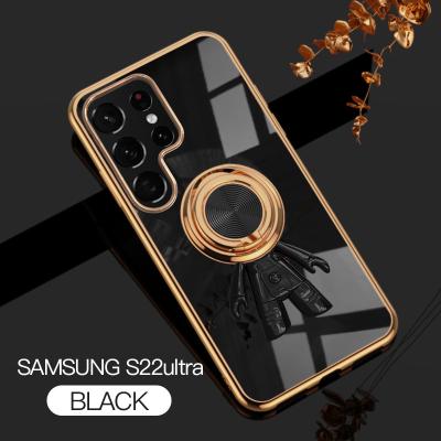 China Shockproof astronaut plated tpu case for Samsung s22p s21 s20 s10 s9 magnetic ring holder mobile phone cover for Samsung s22 ultra for sale