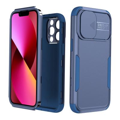 China New 2022 Camera Shockproof Pad Slider Shockproof Case With PC Front Frame For iphone 14 13 12 Pro Max for sale