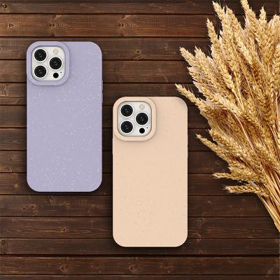 China Shockproof Eco-friendly Natural Straw Recycle Phone Case Biodegradable Wheat TPU Phone Case for iphone 14 11 12 13 pro max for sale