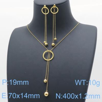 China European Retro Clavicle Ethnic Light Exaggerated Single Chain Bead Stainless Steel Jewelry Set for sale